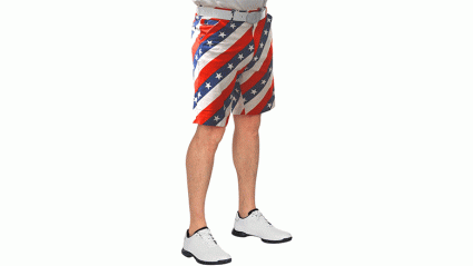 royal and awesome patterned golf shorts