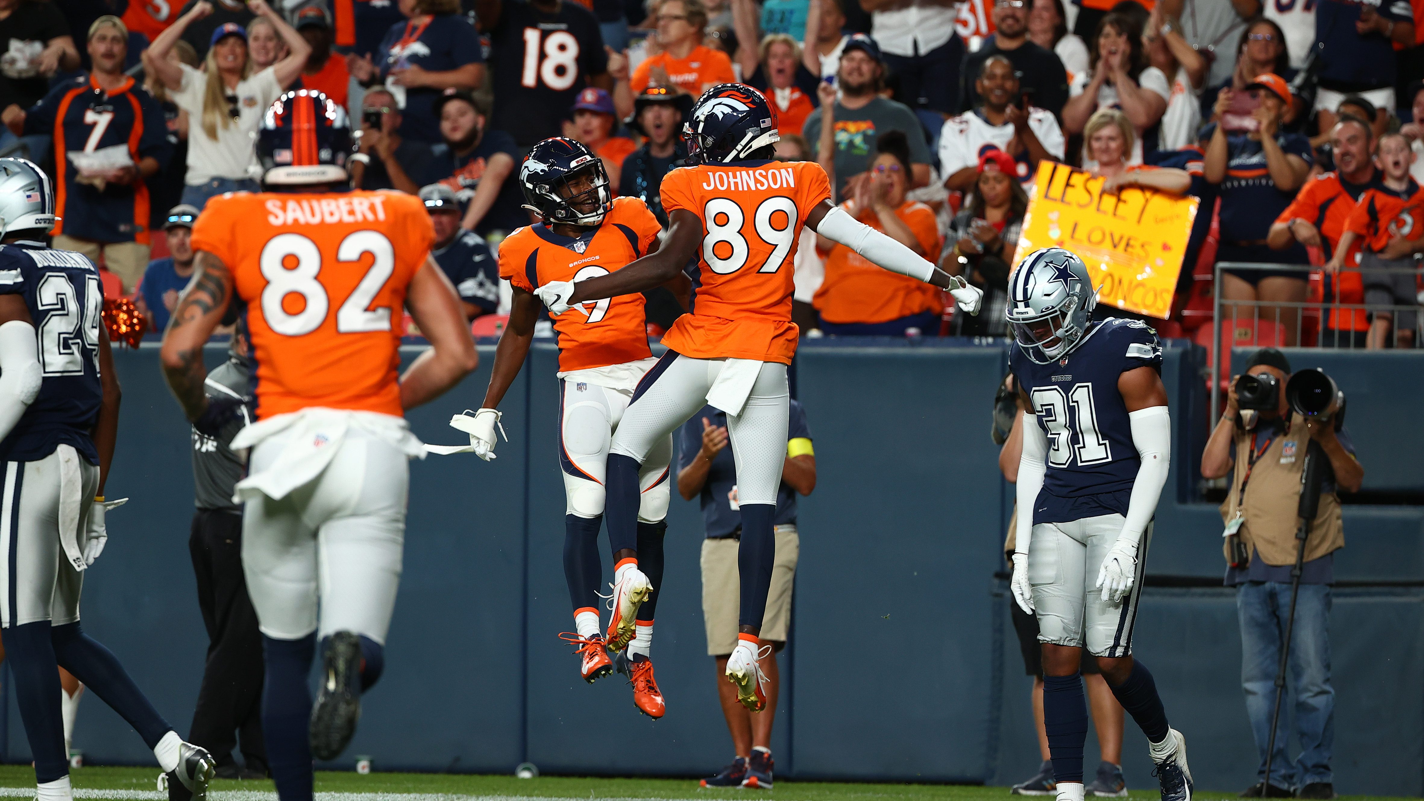 Denver Broncos wide receiver Brandon Johnson (89) runs with the