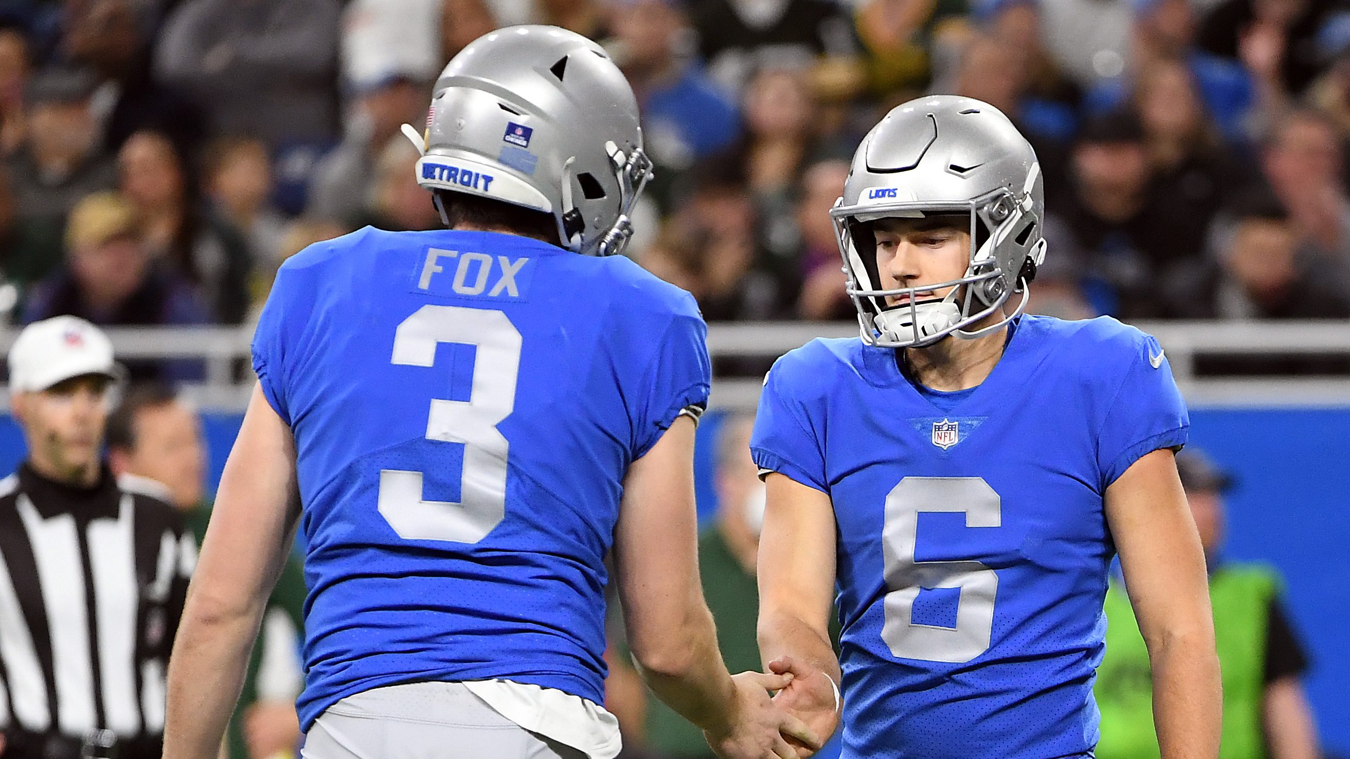 Jack Fox of the Detroit Lions looks on during the Detroit Lions News  Photo - Getty Images