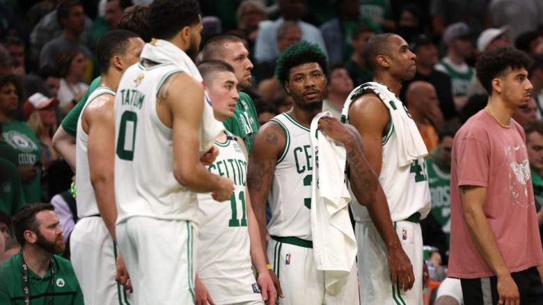 Marcus Smart and other members of the Boston Celtics.