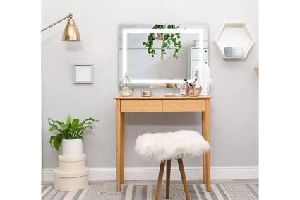 posh looking home vanity station with light up mirror
