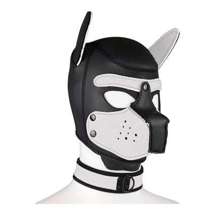 black and white fetish dog mask