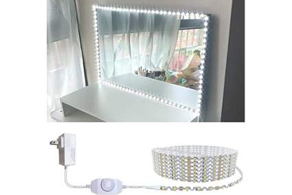 Strip of bendable LED lighting for a mirror