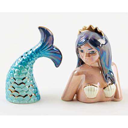 Ceramic Mermaid salt and shaker set