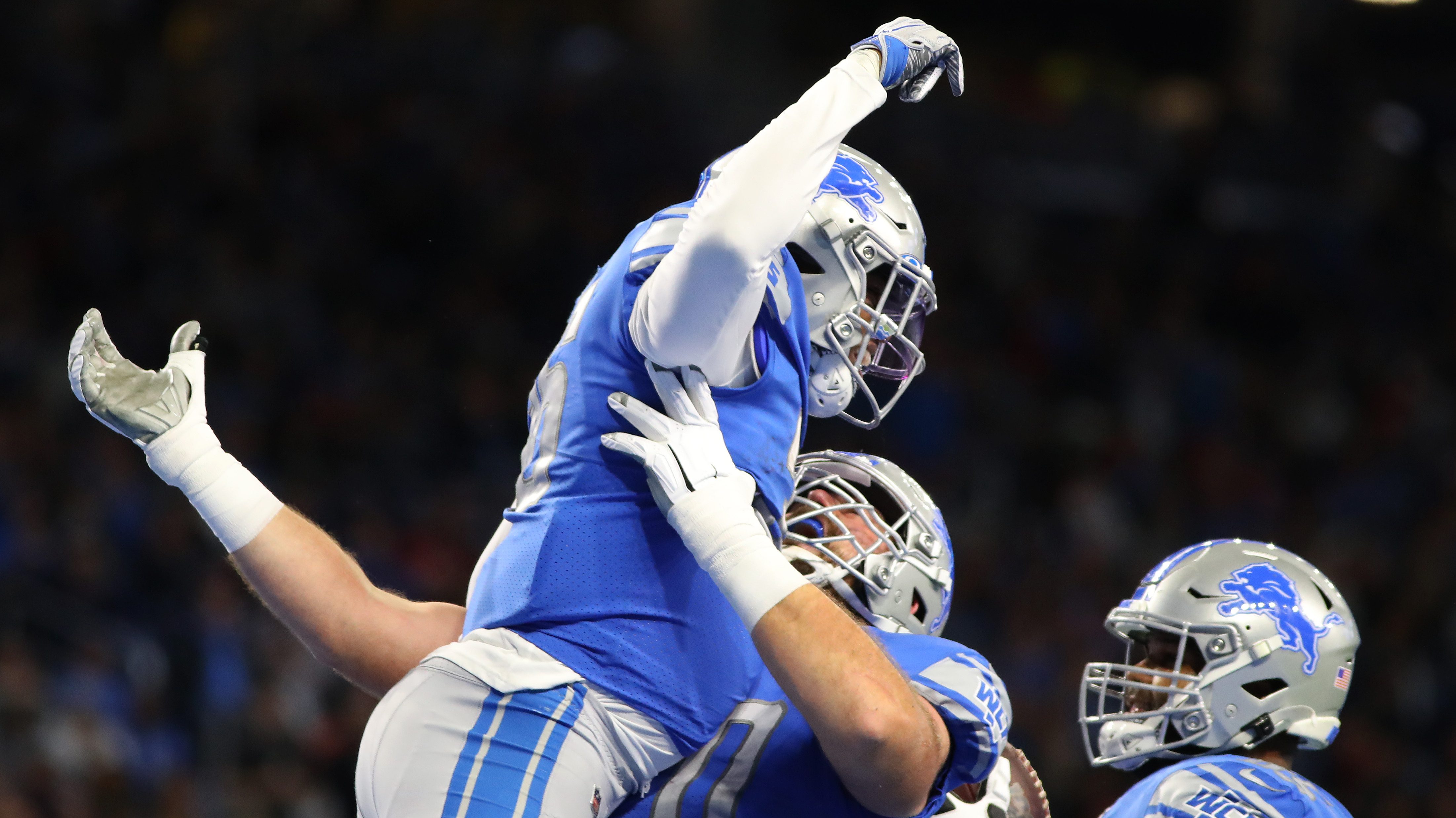 Detroit Lions offensive tackle Dan Skipper (70) walks off the field after  an NFL football game