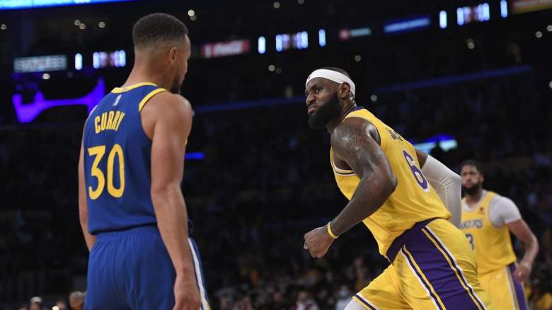 Stephen Curry of the Golden State Warriors and LeBron James of the Los Angeles Lakers.