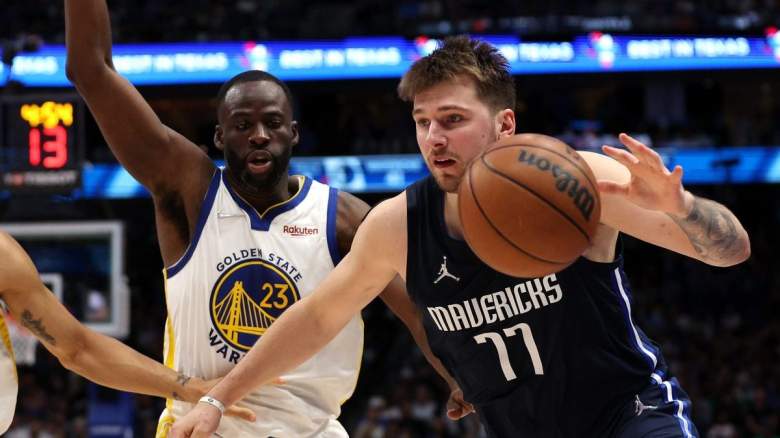 Draymond Green of the Golden State Warriors and Luka Doncic of the Dallas Mavericks.