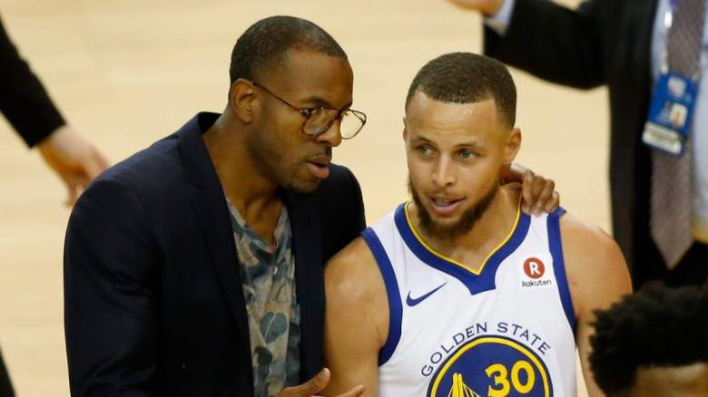Andre Iguodala and Stephen Curry of the Golden State Warriors.