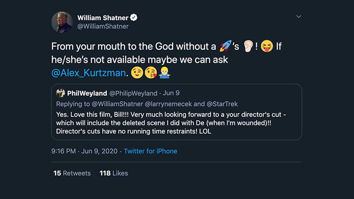Shatner’s comments on “The Shatner Cut”
