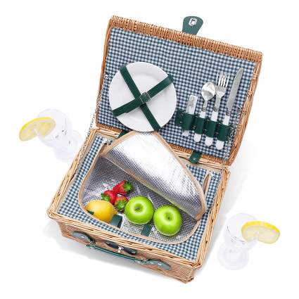 EEZYSONG Picnic Basket for Two with Insulated Cooler