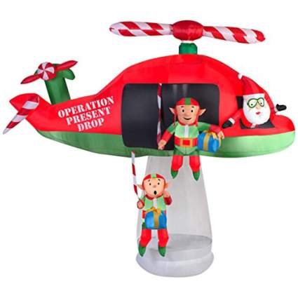 Inflatable christmas heliocopter with elves