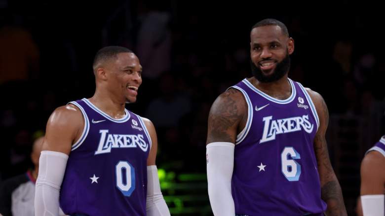 Lakers stars Russell Westbrook (left) and LeBron James