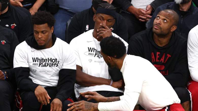 Jimmy Butler, Udonis Haslem, and Kyle Lowry