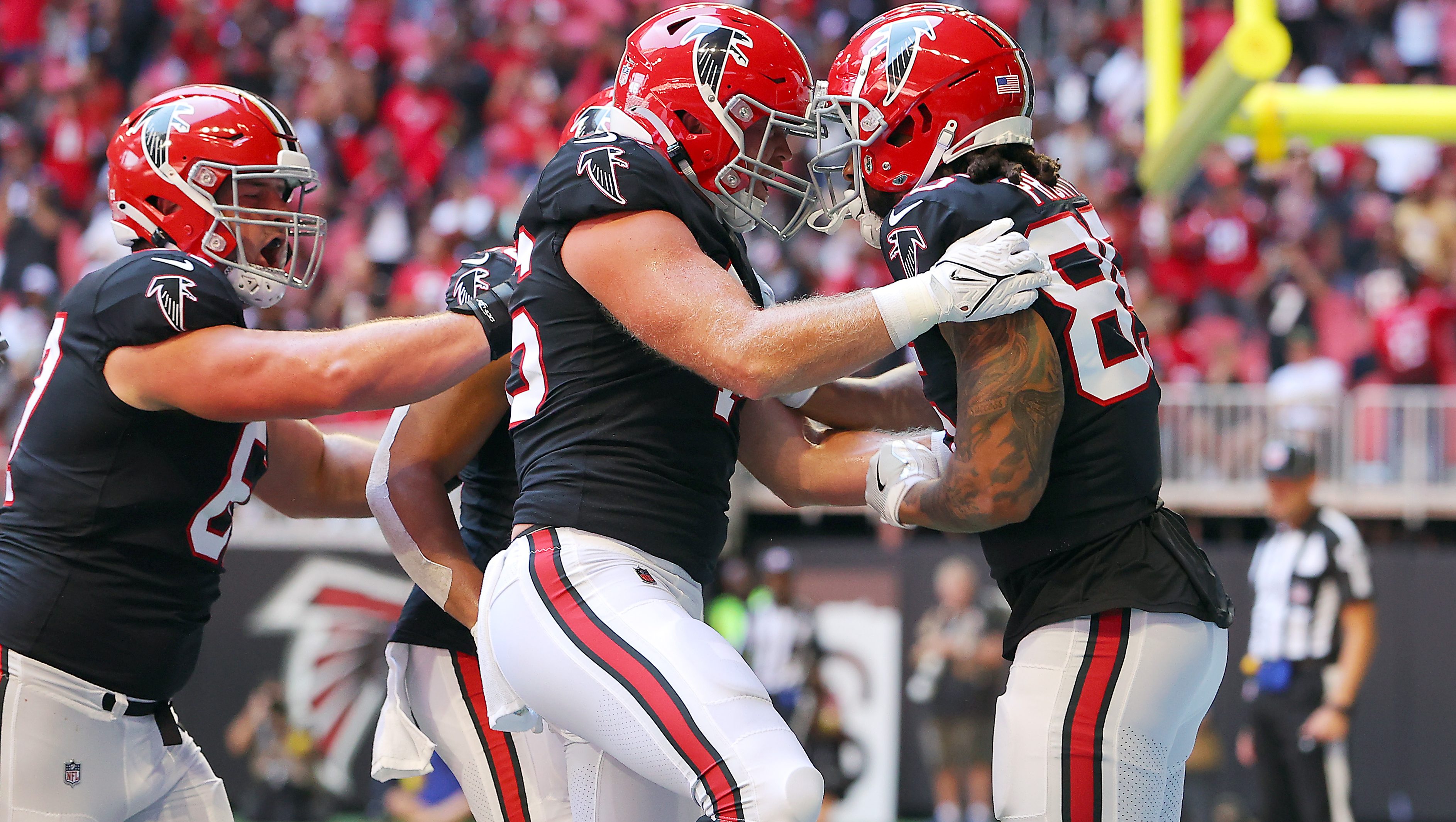 Atlanta Falcons tight end Parker Hesse (46) runs for the play