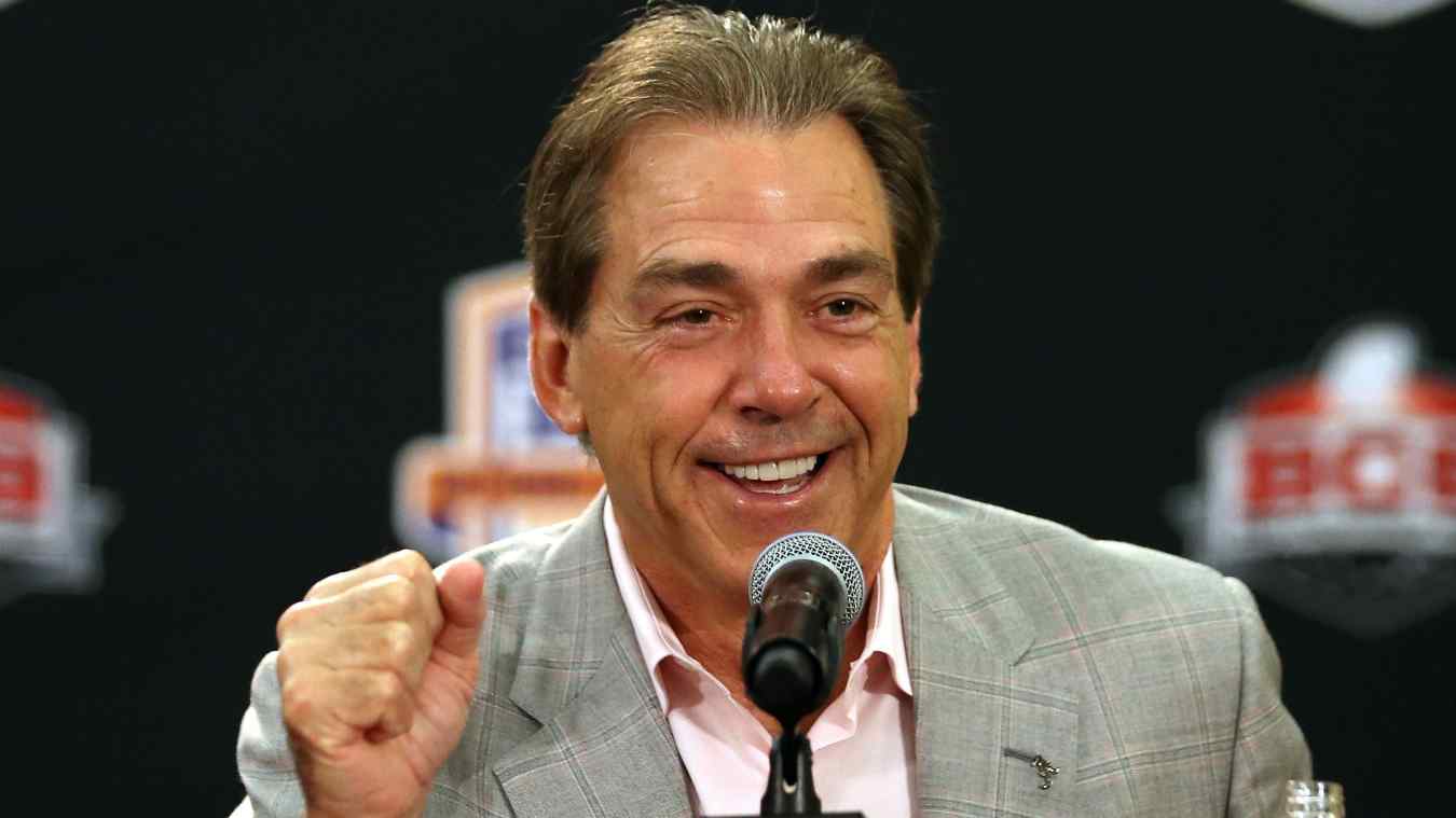 Nick Saban Tells Self-Deprecating Joke During Media Scrum