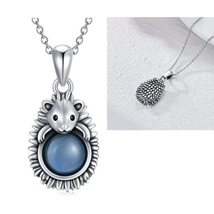 Hedgehog necklace with moonstone center