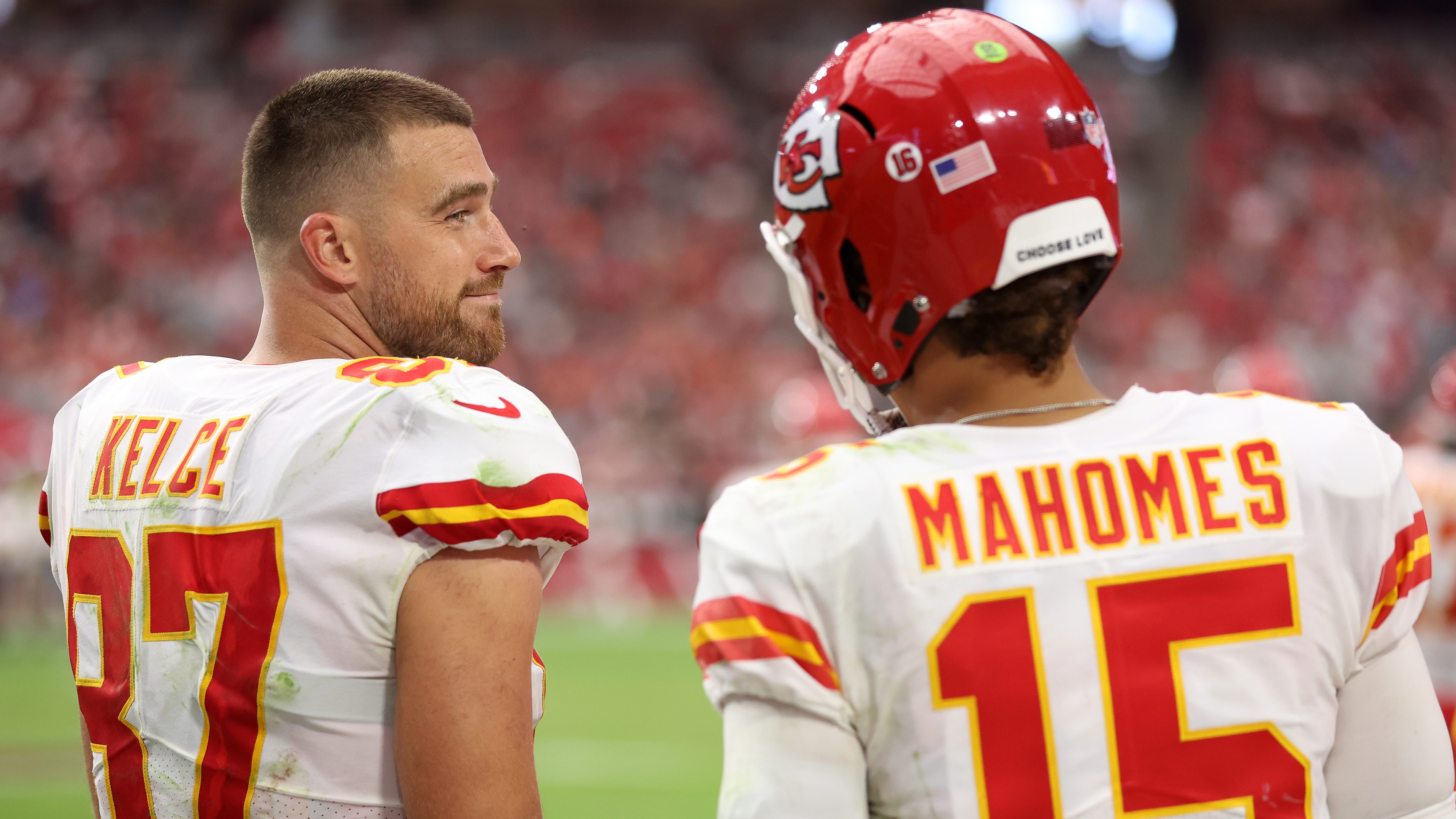 Patrick Mahomes and Travis Kelce Wear Matching Pastel Suits for