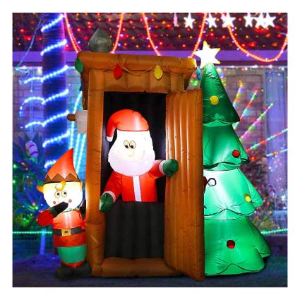 Inftlatable Santa's outhouse decoration