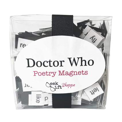 Box of Doctor Who themed poetry magnets