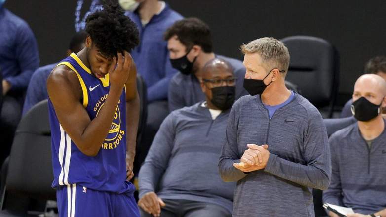 James Wiseman and Steve Kerr of the Golden State Warriors.