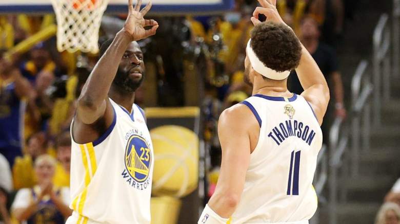 Draymond Green and Klay Thompson of the Golden State Warriors.