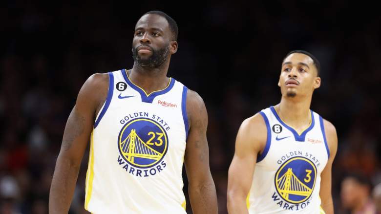 Draymond Green and Jordan Poole of the Golden State Warriors.