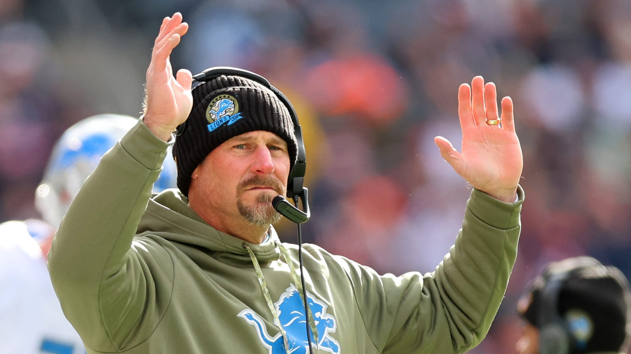 Lions' Dan Campbell Challenges Team During Celebration