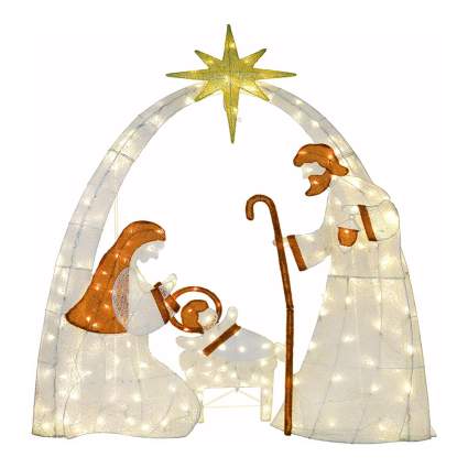 White LED lighted Mary, Joseph, and baby Jesus