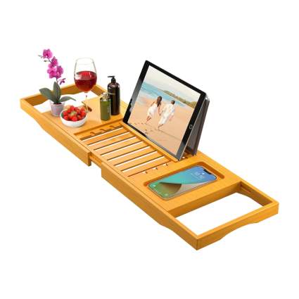 bamboo bathtub tray