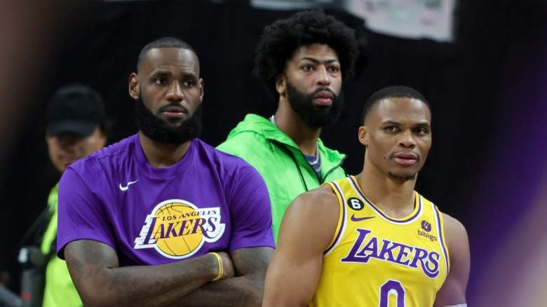 LeBron James, Anthony Davis, and Russell Westbrook of the Los Angeles Lakers.