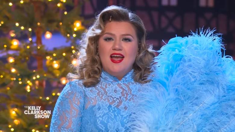Kelly Clarkson in a recreated "White Christmas" costume