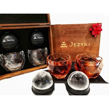 Whiskey glass and ice mold set