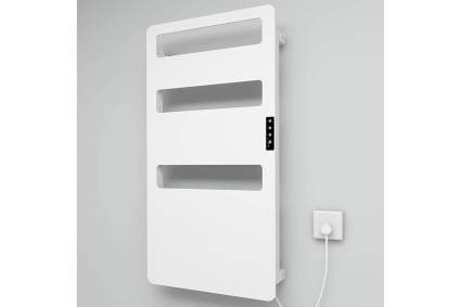 White wall mounted towel rack