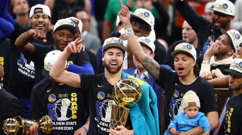 The Golden State Warriors celebrate their 2022 NBA Championship.