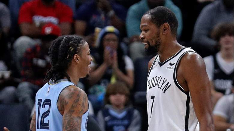 Ja Morant of the Memphis Grizzlies and Kevin Durant of the Brooklyn Nets.