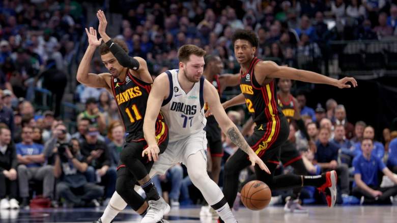 Trae Young, Luka Doncic and De'Andre Hunter