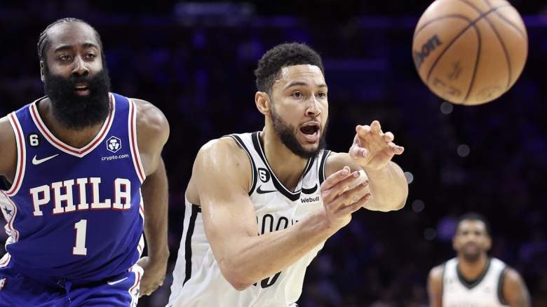 James Harden of the Philadelphia 76ers and Ben Simmons of the Brooklyn Nets.