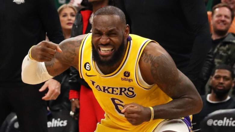 LeBron James of the Los Angeles Lakers in a game against the Boston Celtics.