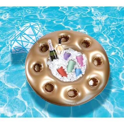 Diamond ring pool float drink cooler
