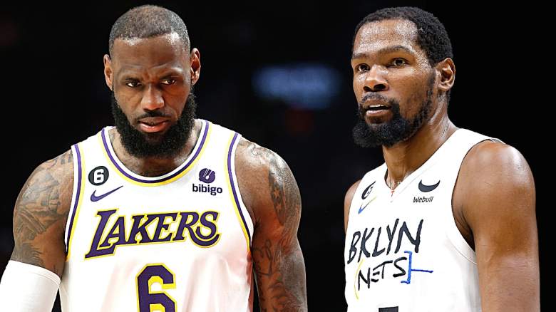 LeBron James of the Los Angeles Lakers and Kevin Durant of the Brooklyn Nets.