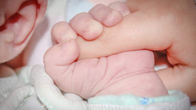 A newborn baby's hand.