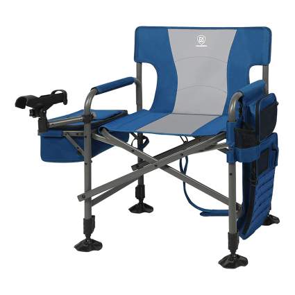 EVER ADVANCED Folding Directors Chair with Rod Holder and Cooler