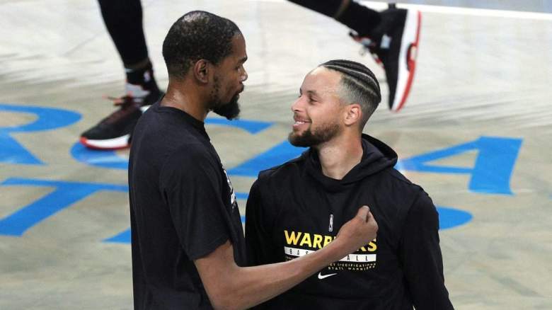 Kevin Durant of the Brooklyn Nets and Stephen Curry of the Golden State Warriors.