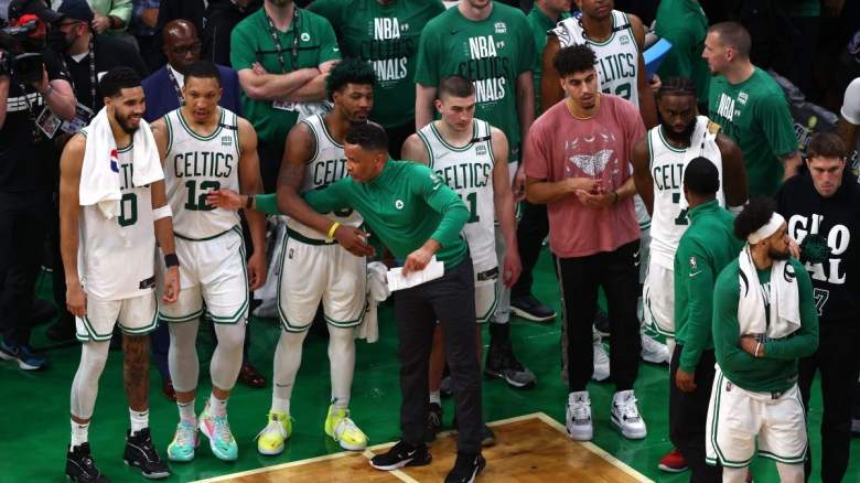 Multiple members of the Boston Celtics.