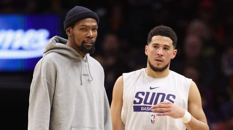 Kevin Durant and Devin Booker of the Phoenix Suns.