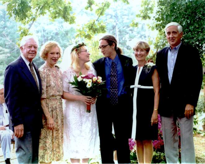 Amy Carter Weds Jim Wentzel. From L-R: Jimmy, Rosalyn, Amy Cater, Jim, Judy, And Jim Wentzel in 1996.