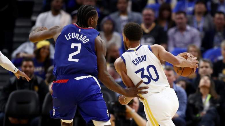 Kawhi Leonard of the LA Clippers and Stephen Curry of the Golden State Warriors.