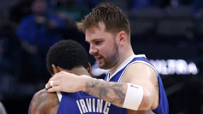Kyrie Irving and Luka Doncic of the Dallas Mavericks.