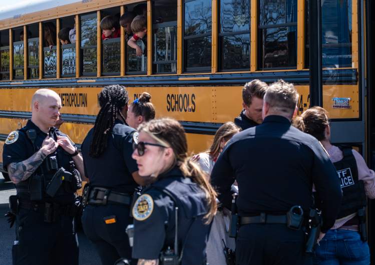 Police by school bus