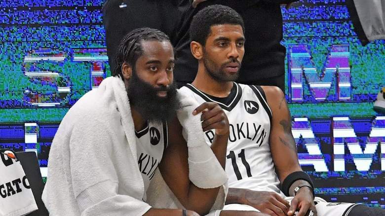 James Harden and Kyrie Irving. Irving could reportedly join the Miami Heat this summer.